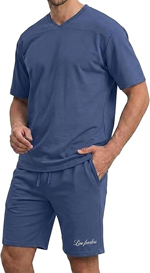 Men's Summer 2 Piece Set T-Shirt & Shorts Outfit Beach Vacation Tracksuits Casual Lounge Wear
